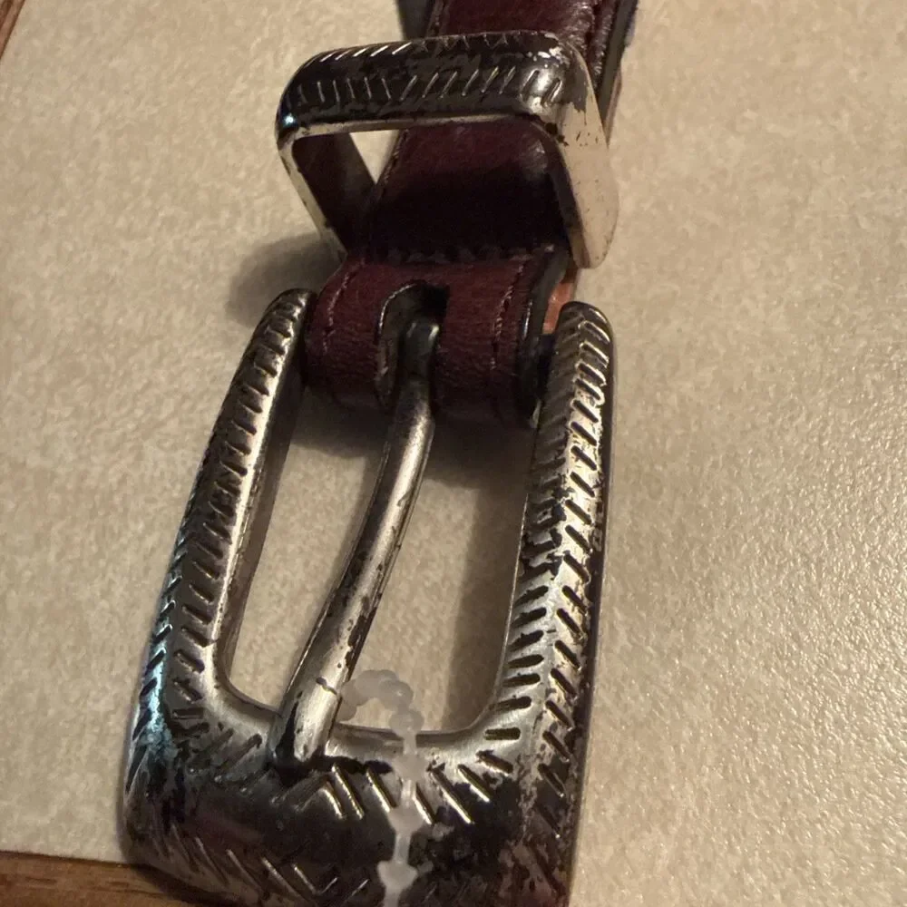 Brighton Men's Leather Belt 04800 Multi Color Band Silver Tone 34 ?Cowhide